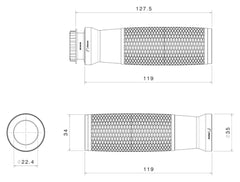 Manșoane Ghidon Rizoma Urlo Ø 22mm - Aluminiu Anodizat Negru