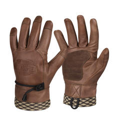 Mănuși Bushcraft Helikon-Tex Woodcrafter din Piele Bovidă Maro U.S.
