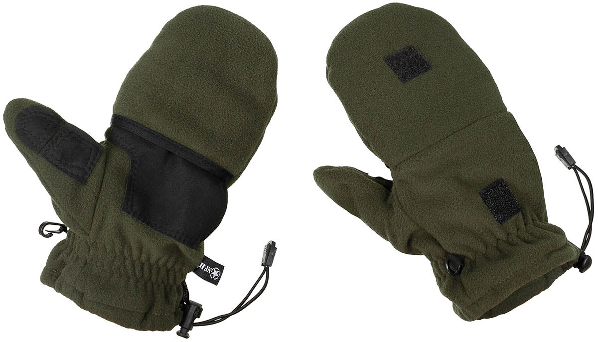 Mănuși Convertibile Fleece Oliv MFH - Degetar Pliabil, Palme Întărite