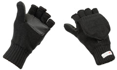 Mănuși Convertibile Tricotate Negru MFH - 3M™ Thinsulate™, Palme Întărite
