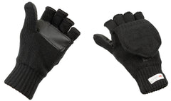 Mănuși Convertibile Tricotate Negru MFH - 3M™ Thinsulate™, Palme Întărite