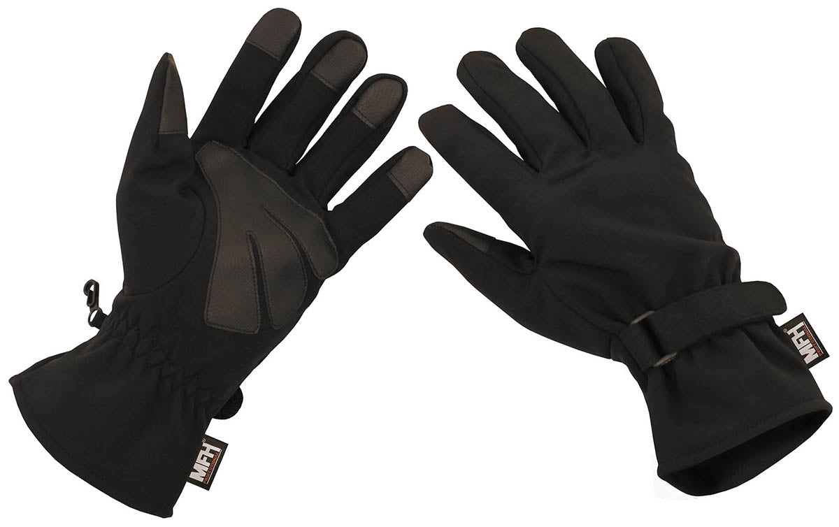 Mănuși Cu Degete Softshell Negre MFHProfessional - Rezistente la vânt și apă, Touchscreen