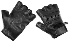 Mănuși Fără Degete Deluxe Negre MFH - 100% Piele, Palme Întărite