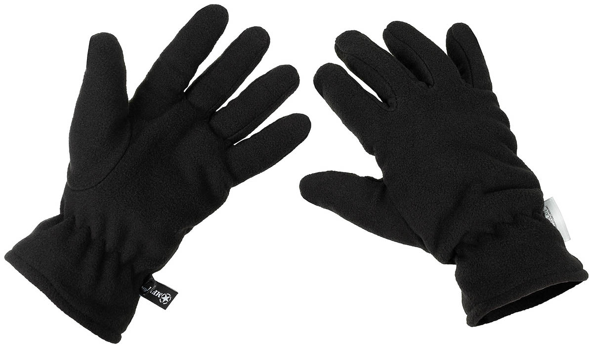Mănuși Fleece cu Degete Negre MFH - Izolație Thinsulate™, Șnur Elastic