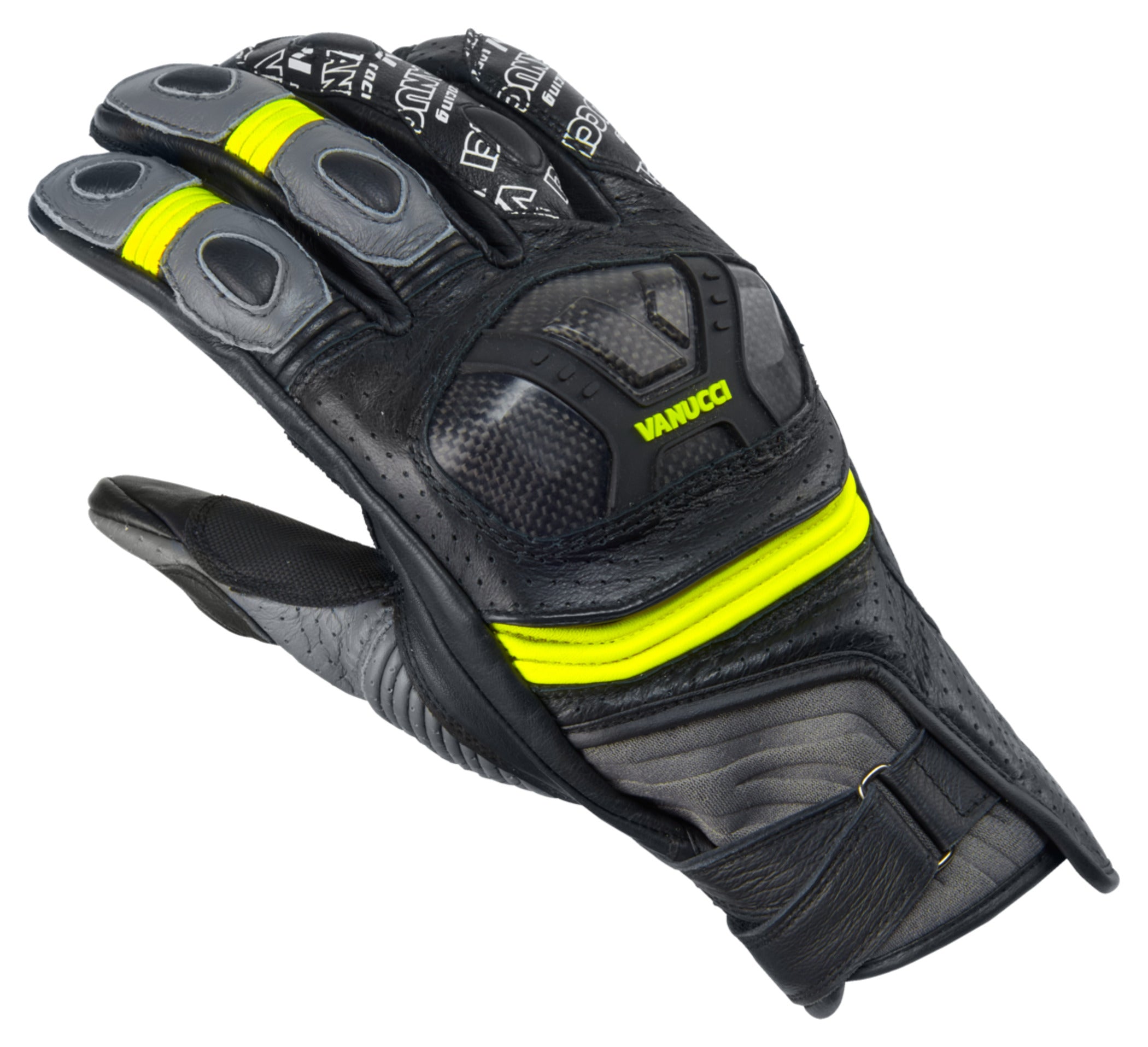 Mănuși Moto Vanucci Short Racing IV - Piele Cangur, Carbon