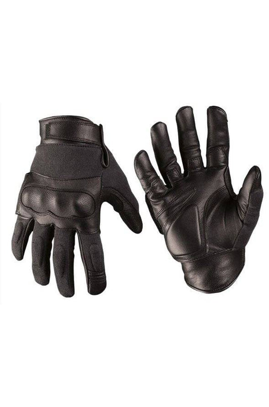 Manusi Tactice Leather-Kevlar® Black - Protecție Balistică, Rezistență la Tăiere și Mobilitate Totală