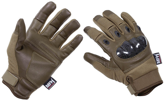 Mănuși Tactice "Mission" Coyote Tan MFHProfessional - Degete Pliabile, Protecții Carbon