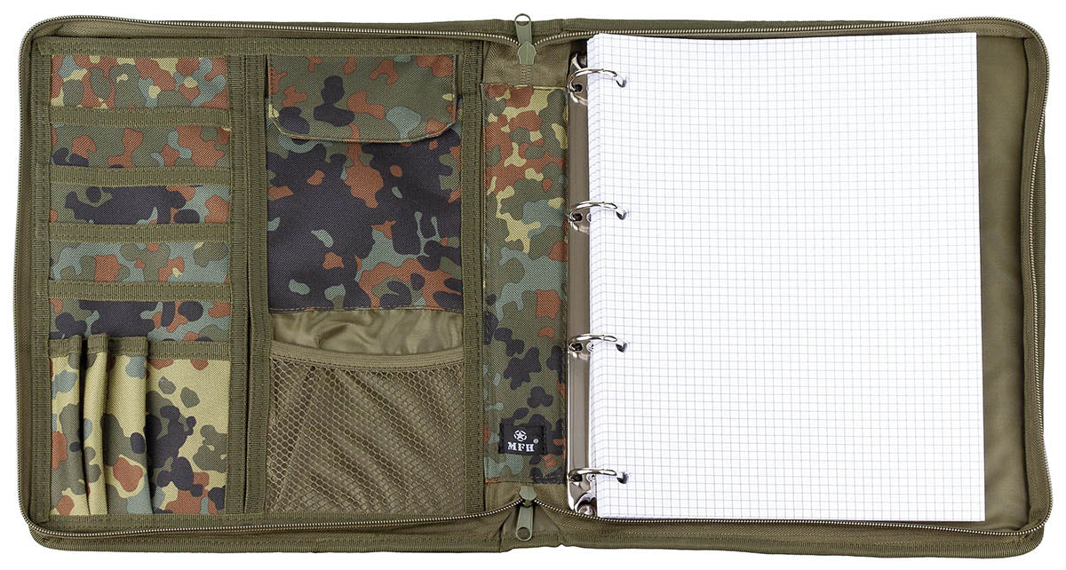 Mapă Tactică A4 Camo Flecktarn MFH - Pliabilă, Compartiment tabletă