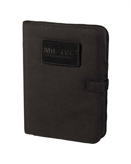 Mapă Tactică Mil-Tec Notebook Medium – 18,5 x 24,5 cm, Închidere cu Arici, Negru