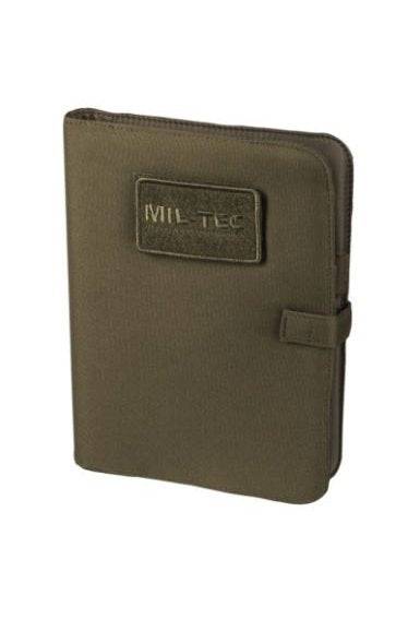 Mapă Tactică Mil-Tec Notebook Medium – 18,5 x 24,5 cm, Închidere cu Arici, Oliv