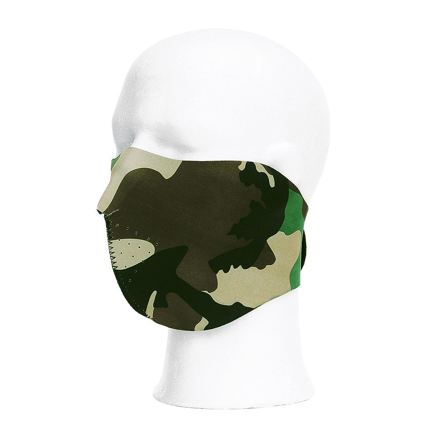 Mască Biker Half Face Camo Woodland - Protecție Tactică Superioră