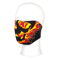 Mască Biker Half Face Yellow/Red Flames - Protecție Fierbinte și Stil Neînfricat