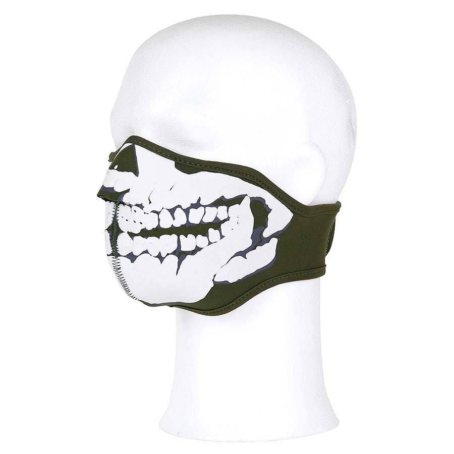 Masca Faciala Neopren Skull 3D Verde - Protectie Tactica Avansata