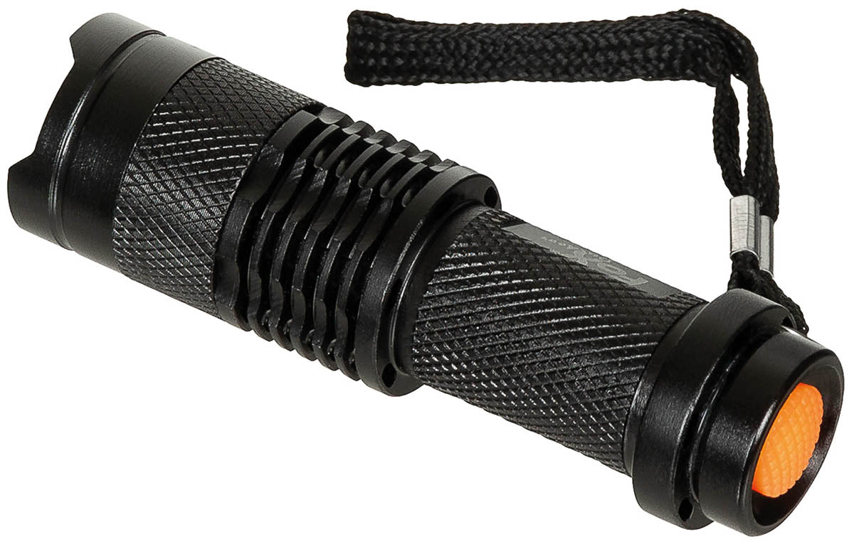 Mini Lanterna "Mini" Negru FoxOutdoor - 1 LED Alb, Corp Aluminiu Robust