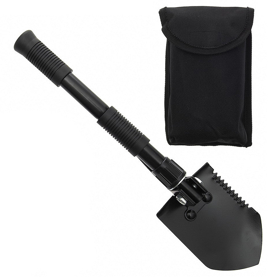Mini Lopată Pliabilă cu Hârleț Negru - Instrument Esențial 2-în-1