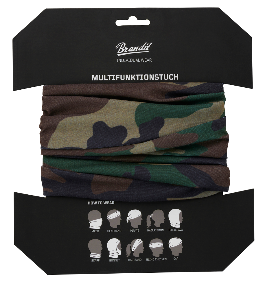 Multi Function Headgear Woodland Brandit - Adaptabilitate Maximă