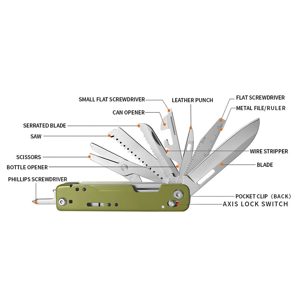 Multitool TF-2215 13-in-1 Zilver/Chrome TF-2215 - Soluția Ta EDC Completă
