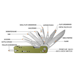 Multitool TF-2215 13-in-1 Zilver/Chrome TF-2215 - Soluția Ta EDC Completă