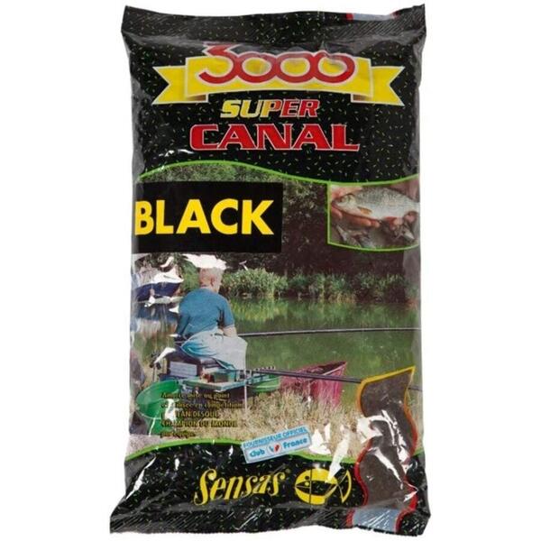 Nada SENSAS 3000 Super Canal Black 1kg - Atractie Instant, Pescuit Canal