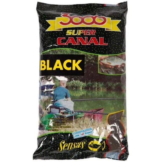 Nada SENSAS 3000 Super Canal Black 1kg - Atractie Instant, Pescuit Canal