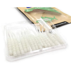 Nalucă Soft Aji Micro Fla Mustad - White Glow Glitter, 5cm - 2