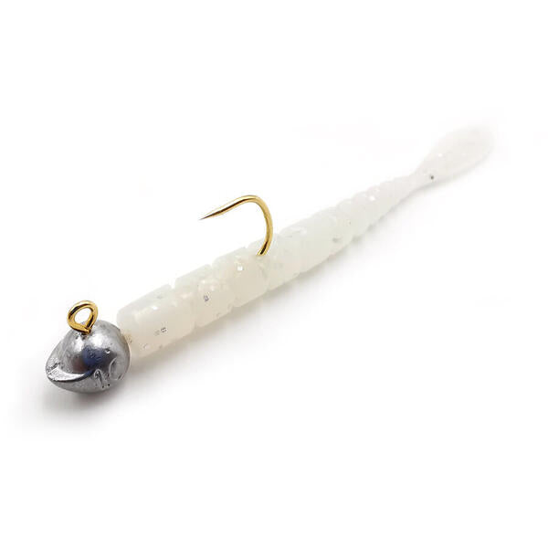 Nalucă Soft Aji Micro Fla Mustad - White Glow Glitter, 5cm - 4