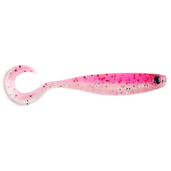 Nălucă Soft Mustad Mezashi Curly Tail Minnow - Atractivă, Roz Sardină, 9cm