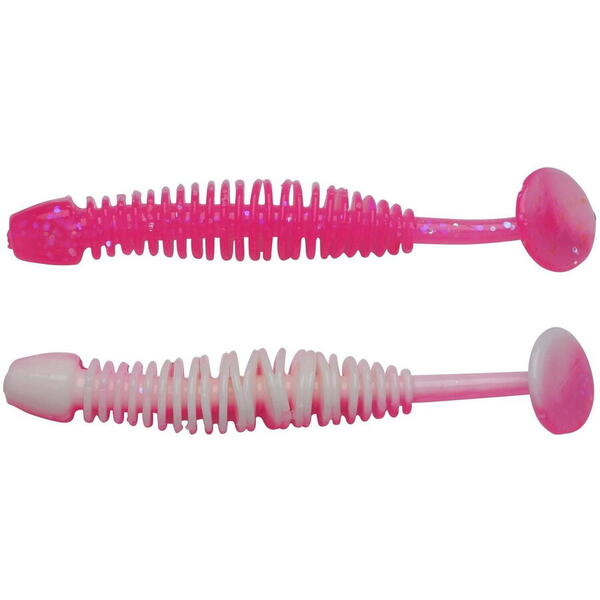 Năluci Soft Grub Power Leech Berkley - Atractivitate Maximă, 5cm Pink/White