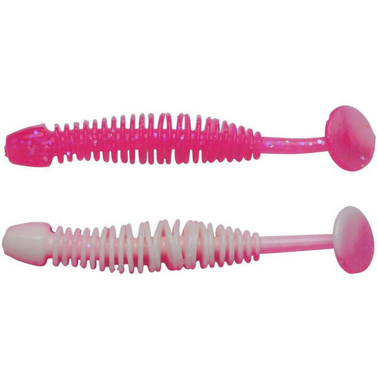 Năluci Soft Grub Power Leech Berkley - Atractivitate Maximă, 5cm Pink/White