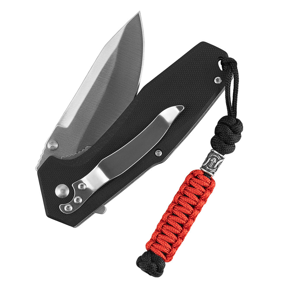 Șnur Lanyard Loopy Snake M-Tac - Argintiu Scandinavian Negru/Roșu