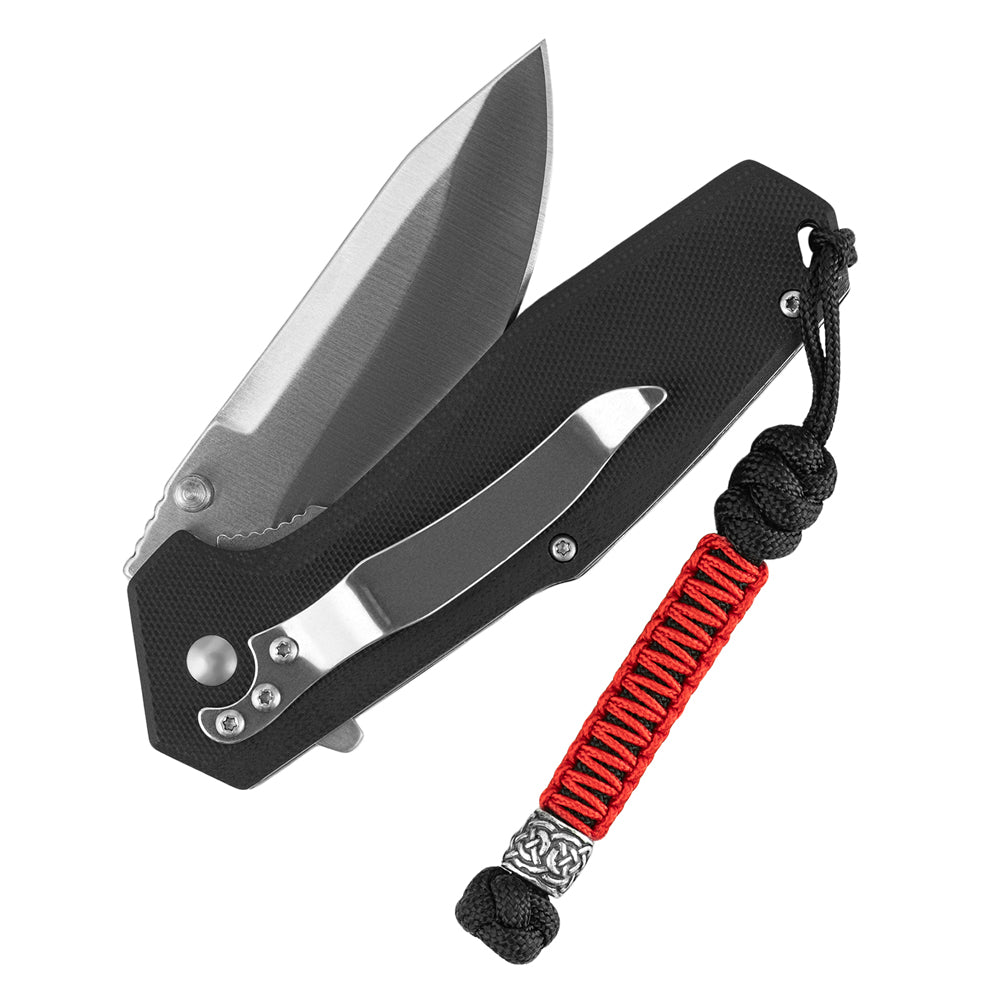 Șnur Lanyard Scandinavian Silver M-Tac - Negru/Roșu, Prindere Rapidă