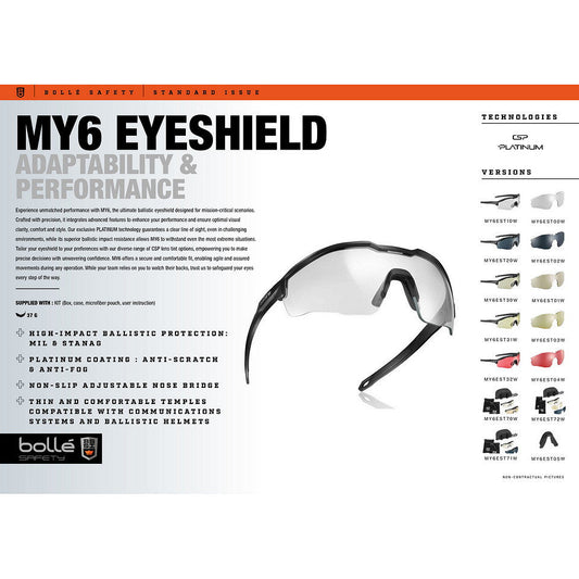 Ochelari Balistici Bollé MY6 Kit Clear/Copper/Smoke - Protecție Adaptabilă