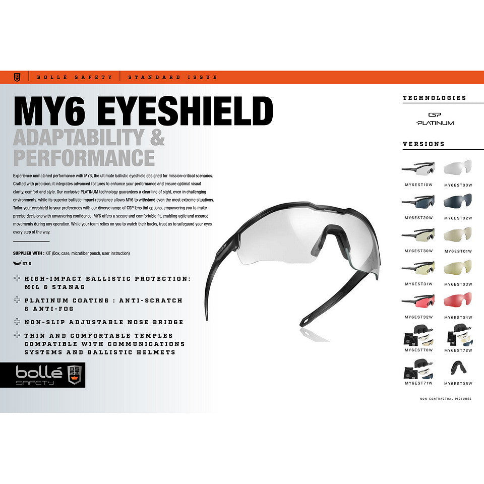 Ochelari Balistici Bollé MY6 Kit Clear/Copper/Smoke - Protecție Adaptabilă