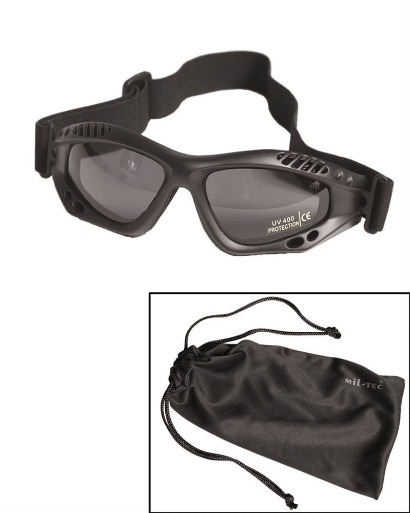 Ochelari de Protecție Mil-Tec Commando Air Pro – Lentile Fumurii, UV400, Negru