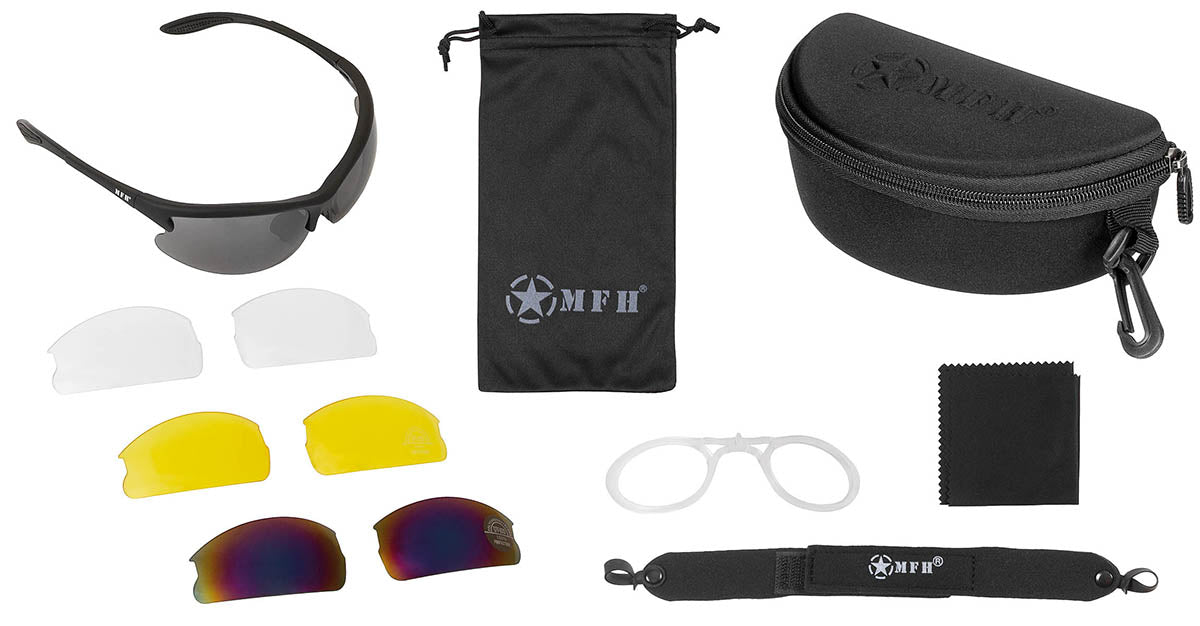 Ochelari Sport Strike Negru MFH - Lentile Interschimbabile, Protecție UV 400