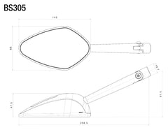 Oglinzi Sport Veloce L cu Semnalizare, Aluminiu - Rizoma
