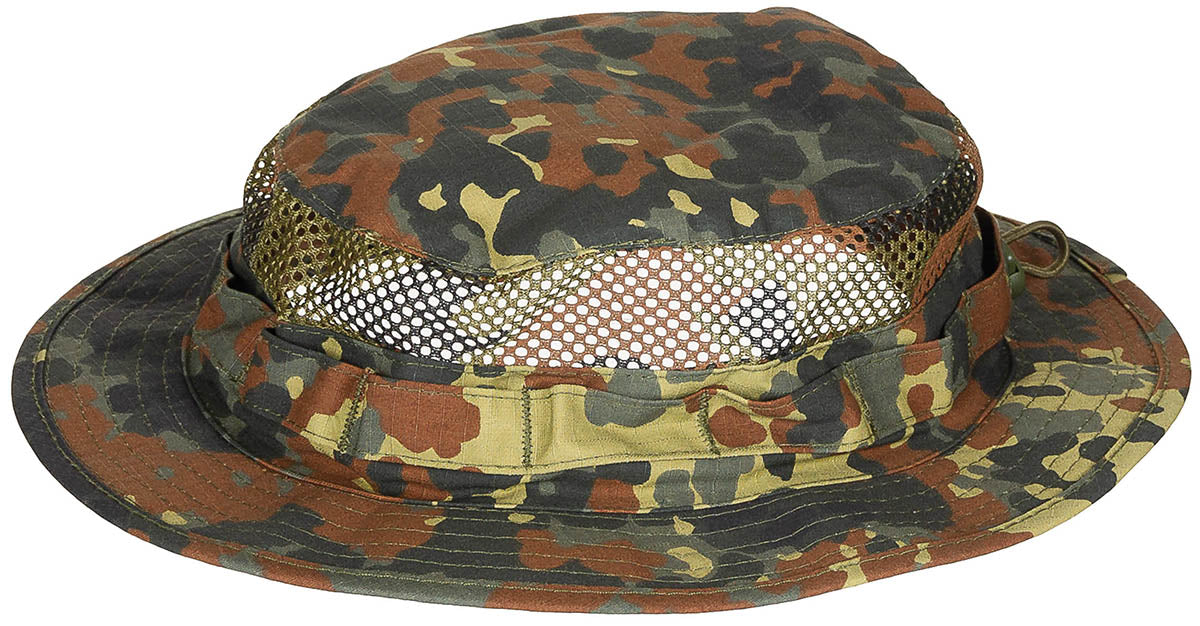 Pălărie Boonie Mesh Flecktarn MFH - Ventilație Optimă, Șnur Ajustabil
