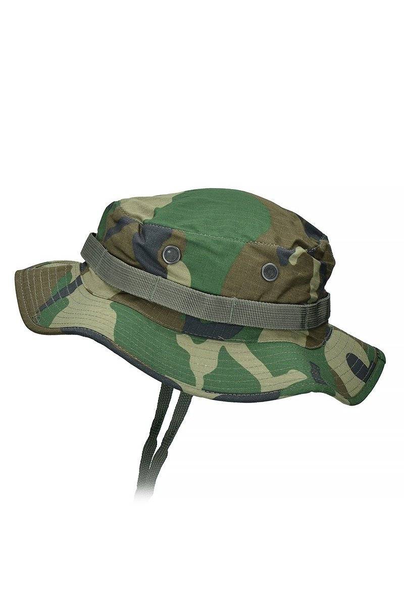 Pălărie Boonie Mil-Tec US GI – pălărie woodland, vedere din față-lateral