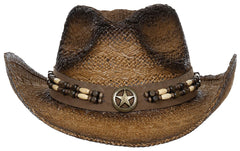 Pălărie de paie "Tennessee" Maro-Negru FoxOutdoor - Mărime unică, Bandă elastică