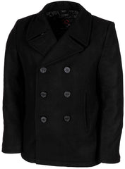 Palton US Pea Coat Negru MFH - Nasturi cu Ancore, Căptușeală Matlasată