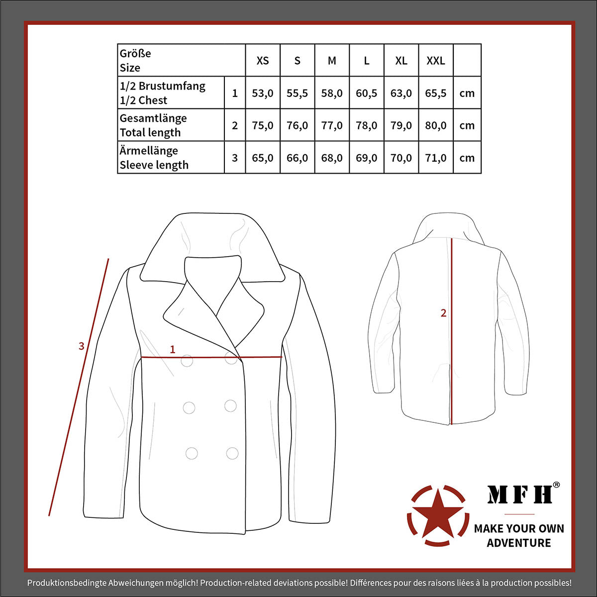 Palton US Pea Coat Negru MFH - Nasturi cu Ancore, Căptușeală Matlasată