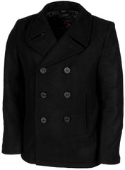 Palton US Pea Coat Negru MFH - Nasturi cu Ancore, Căptușeală Matlasată