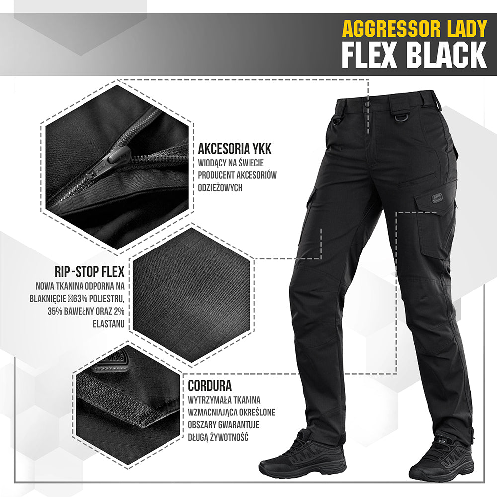 Pantaloni Aggressor Lady Flex M-Tac - Negri, Confort Activ