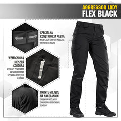 Pantaloni Aggressor Lady Flex M-Tac - Negri, Confort Activ