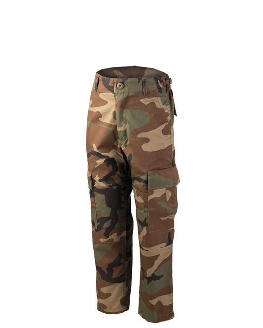 Pantaloni BDU pentru Copii Mil-Tec – Bumbac-Poliester, 6 Buzunare, Woodland