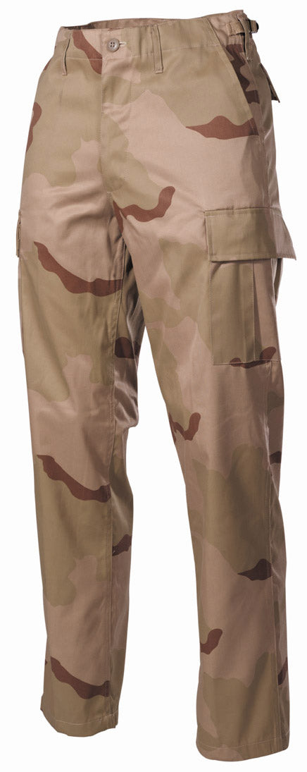 Pantaloni BDU US Desert 3 Culori MFH - Fermoar Frontal, Talie Ajustabilă