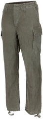 Pantaloni Câmp Moleskin Stonewashed Oliv - Șliț nasturi, Manșete reglabile
