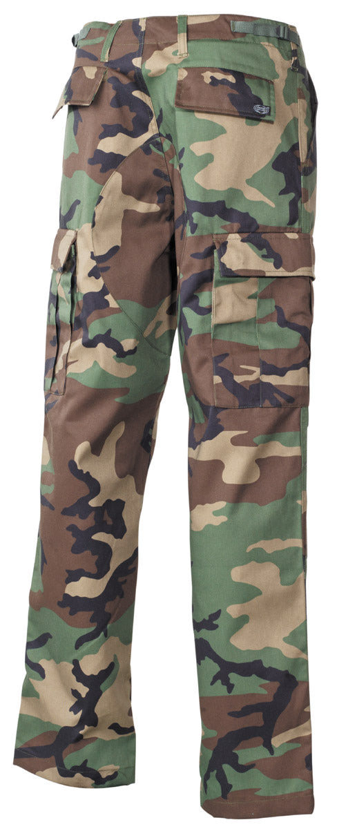 Pantaloni Câmp US BDU Woodland MFH - Genunchi & Șezut Întărit, Talie Ajustabilă