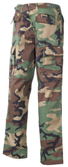 Pantaloni Câmp US BDU Woodland MFH - Genunchi & Șezut Întărit, Talie Ajustabilă