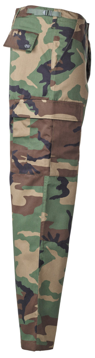 Pantaloni Câmp US BDU Woodland MFH - Genunchi & Șezut Întărit, Talie Ajustabilă
